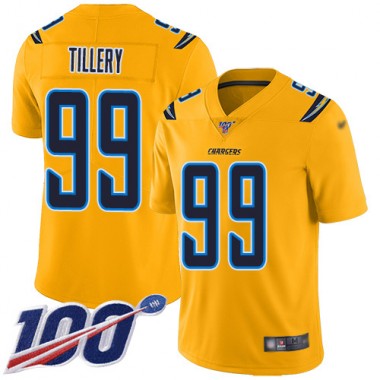 Los Angeles Chargers NFL Football Jerry Tillery Gold Jersey Men Limited  #99 100th Season Inverted Legend